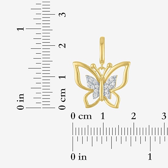 Charmed by Diamond Addiction Butterfly (G-H / Si2- I1) Womens Diamond Accent Lab Grown White Diamond 14K Gold Over Silver Butterfly Pendant