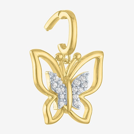 Charmed by Diamond Addiction Butterfly (G-H / Si2- I1) Womens Diamond Accent Lab Grown White Diamond 14K Gold Over Silver Butterfly Pendant