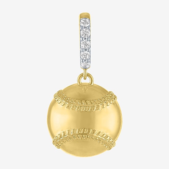 Charmed by Diamond Addiction Diamond Accent Baseball (G-H/ Si2-I1) White Diamond 14K Gold Over Silver Charm