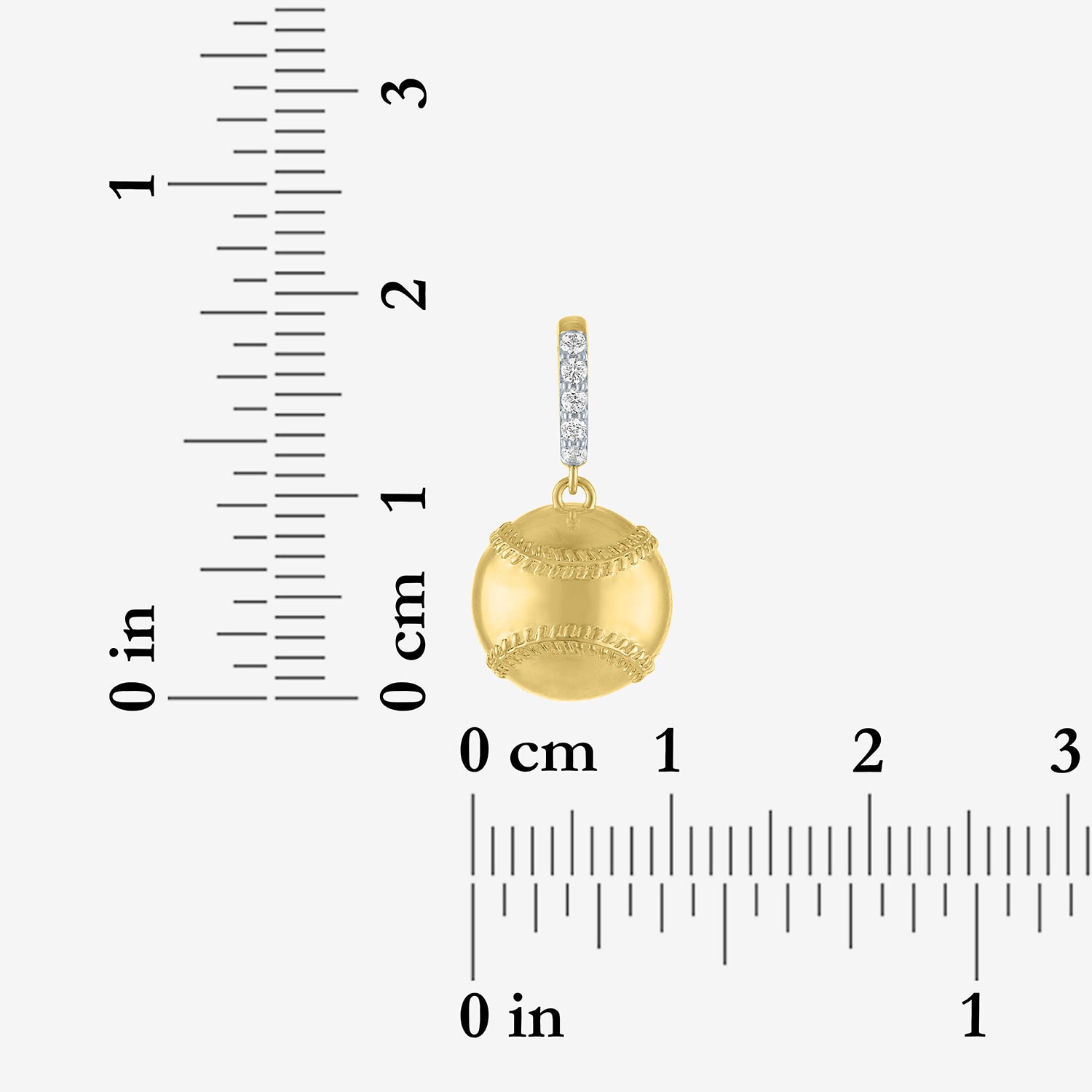 Charmed by Diamond Addiction Accent Baseball (G-H/ Si2-I1) White 14K Gold Over Silver Charm