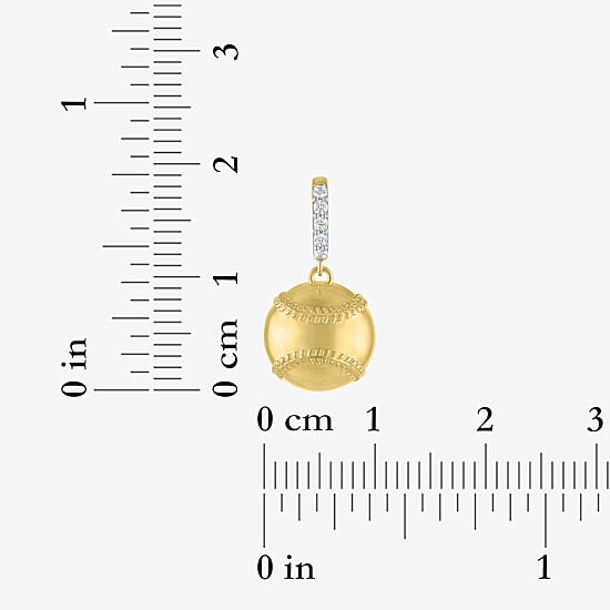 Charmed by Diamond Addiction Diamond Accent Baseball (G-H/ Si2-I1) White Diamond 14K Gold Over Silver Charm