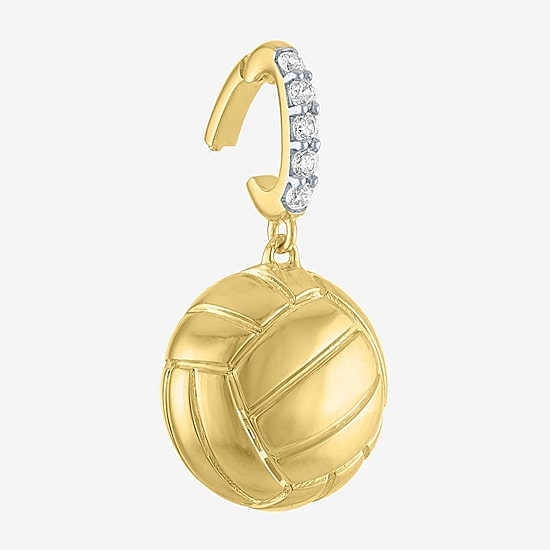 Charmed by Diamond Addiction Diamond Accent Volleyball (G-H / Si2- I1) White Diamond 14K Gold Over Silver Charm
