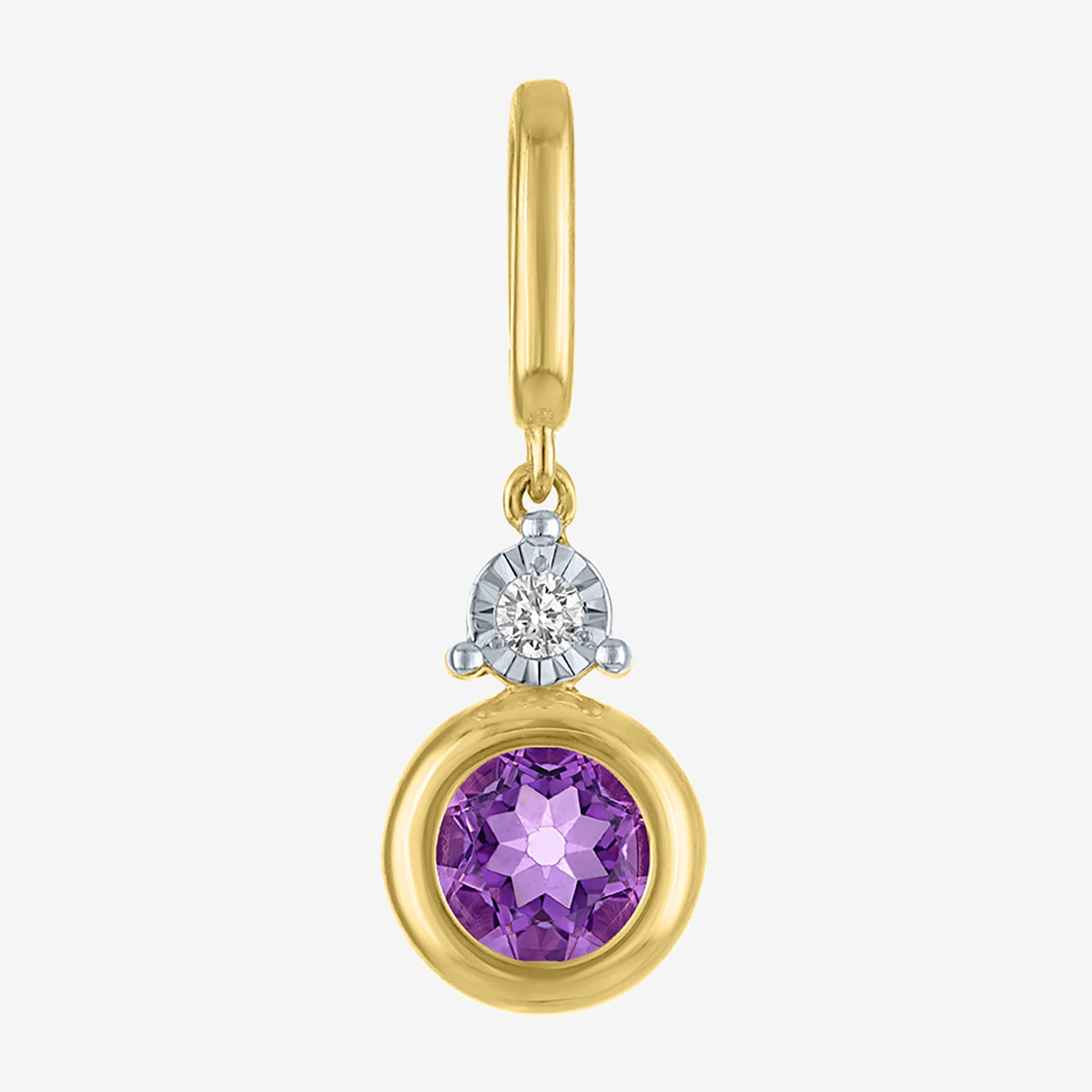 Charmed by Diamond Addiction Accent (G-H / Si2-I1) Red Garnet 14K Gold Over Silver Charm