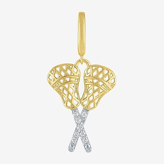 Charmed by Diamond Addiction Diamond Accent Lacrosse (G-H / Si2- I1) White Diamond Accent 14K Gold Over Silver Charm