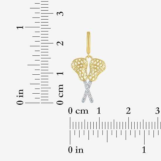 Charmed by Diamond Addiction Diamond Accent Lacrosse (G-H / Si2- I1) White Diamond Accent 14K Gold Over Silver Charm