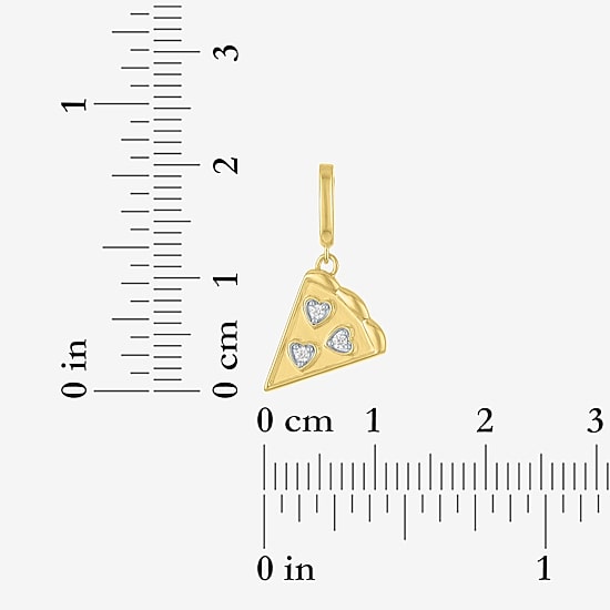Charmed by Diamond Addiction Diamond Accent Pizza (G-H / Si2- I1) White Diamond Accent 14K Gold Over Silver Charm