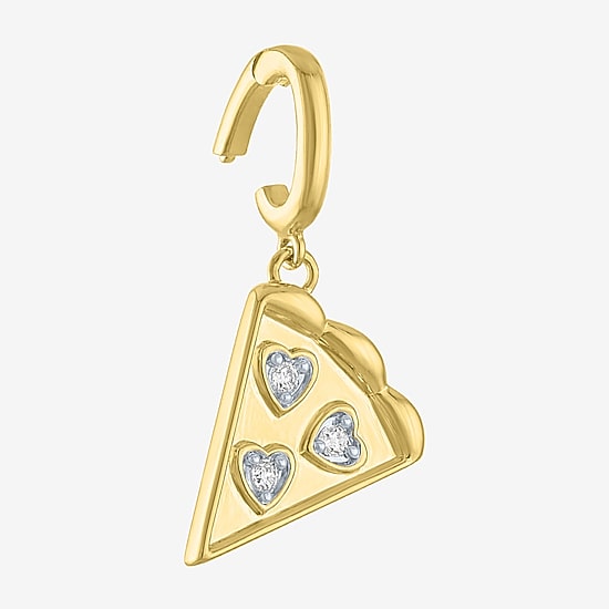 Charmed by Diamond Addiction Diamond Accent Pizza (G-H / Si2- I1) White Diamond Accent 14K Gold Over Silver Charm