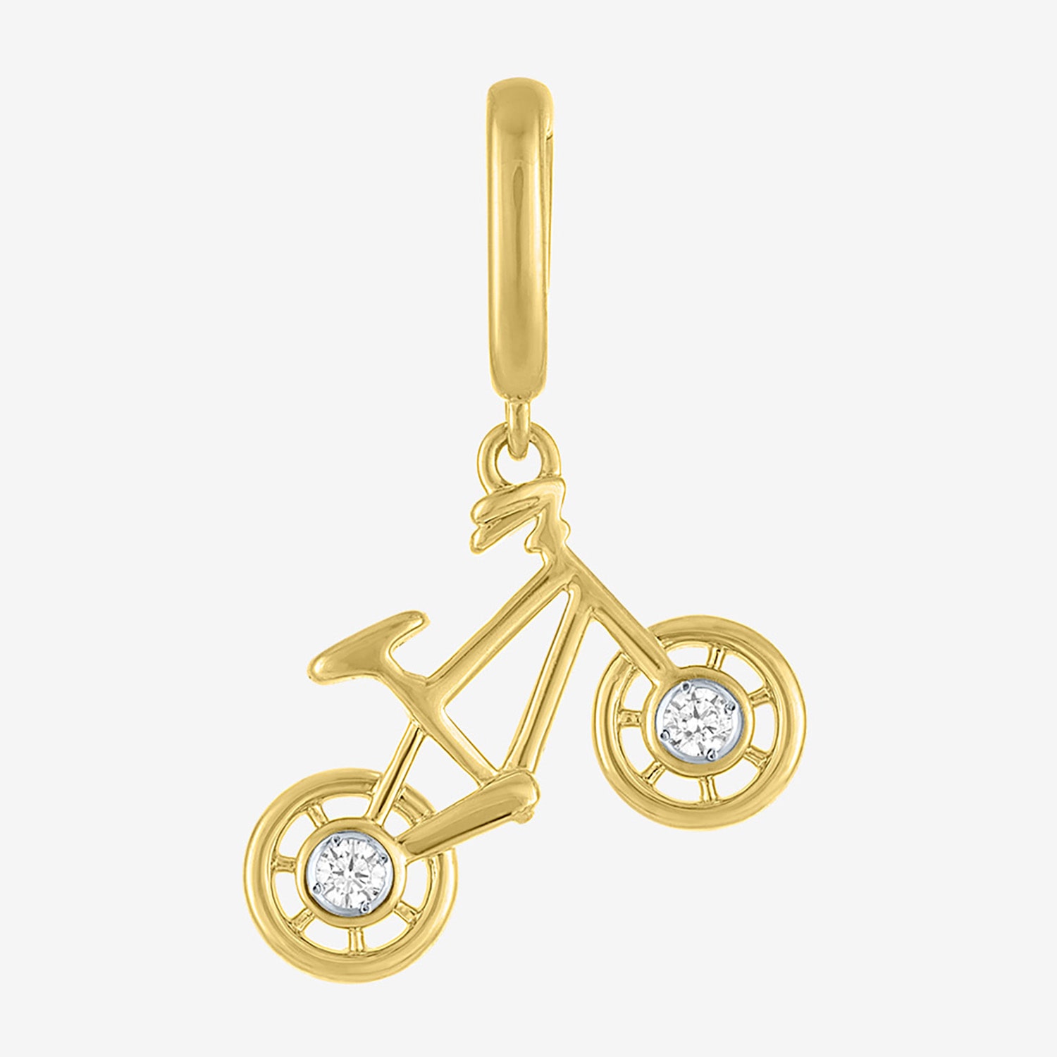 Charmed by Diamond Addiction Accent Bike (G-H / Si2- I1) White 14K Gold Over Silver Charm