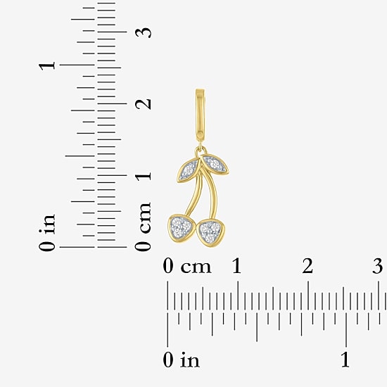 Charmed by Diamond Addiction Diamond Accent Cherries (G-H / Si2- I1) White Diamond Accent 14K Gold Over Silver Charm
