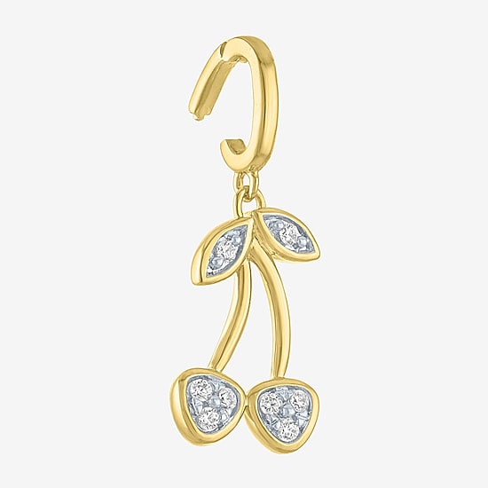 Charmed by Diamond Addiction Diamond Accent Cherries (G-H / Si2- I1) White Diamond Accent 14K Gold Over Silver Charm