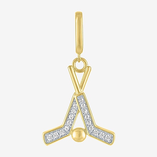 Charmed by Diamond Addiction Diamond Accent Hockey (G-H / Si2- I1) White Diamond Accent 14K Gold Over Silver Charm