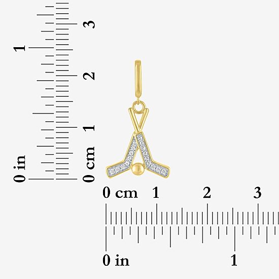 Charmed by Diamond Addiction Diamond Accent Hockey (G-H / Si2- I1) White Diamond Accent 14K Gold Over Silver Charm