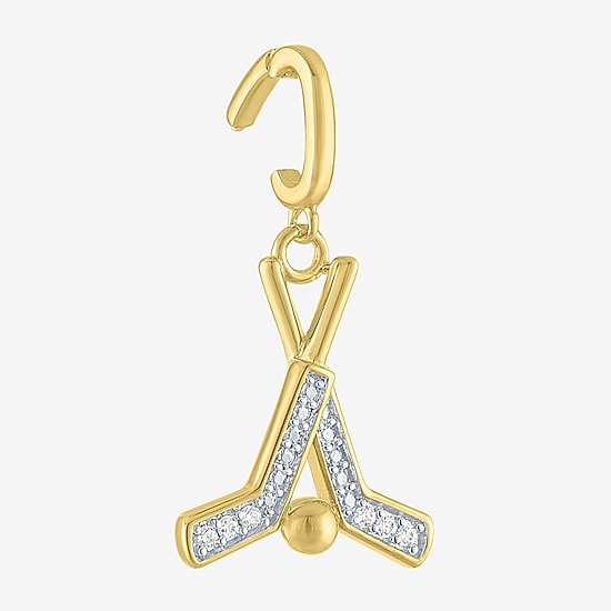 Charmed by Diamond Addiction Diamond Accent Hockey (G-H / Si2- I1) White Diamond Accent 14K Gold Over Silver Charm