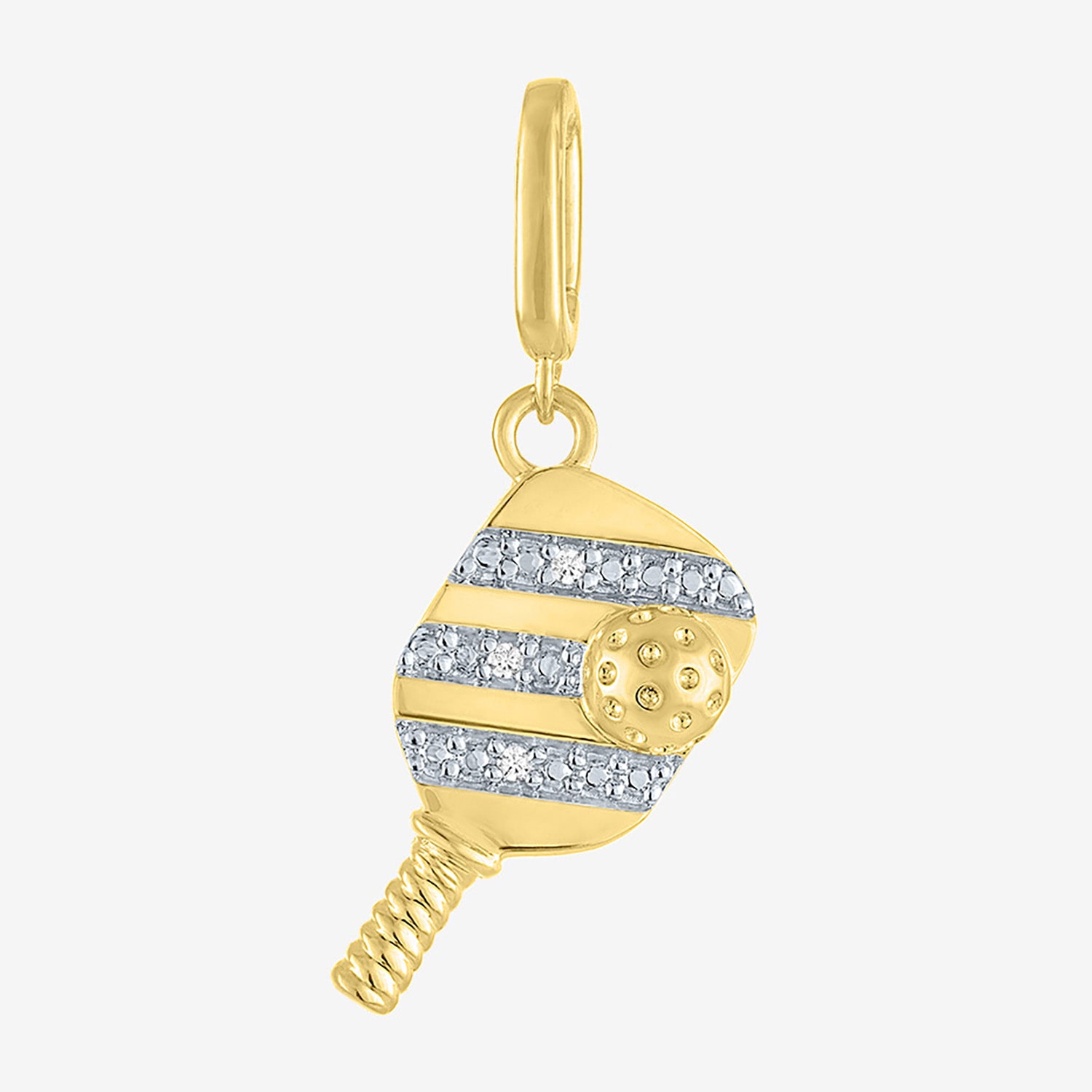 Charmed by Diamond Addiction Diamond Accent Pickleball (G-H / Si2- I1) White Diamond Accent 14K Gold Over Silver Charm