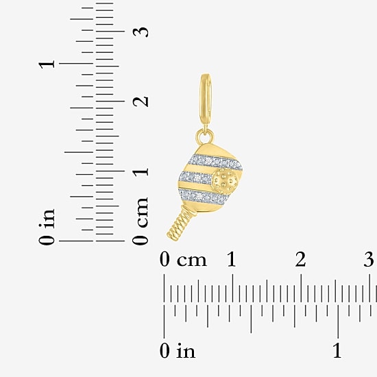 Charmed by Diamond Addiction Diamond Accent Pickleball (G-H / Si2- I1) White Diamond Accent 14K Gold Over Silver Charm