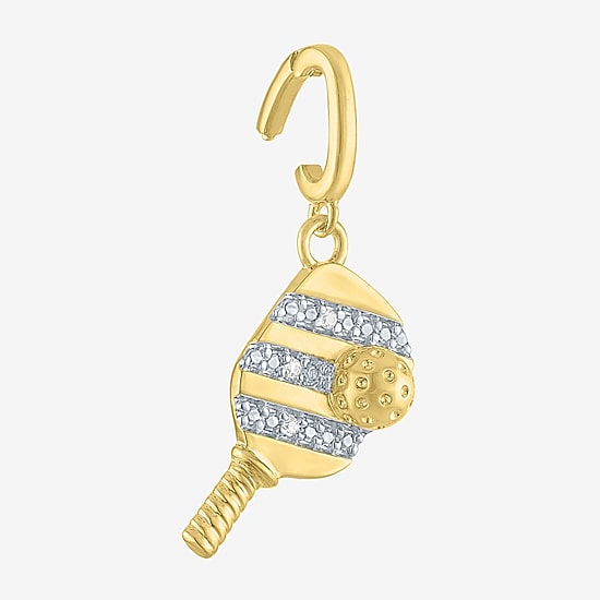 Charmed by Diamond Addiction Diamond Accent Pickleball (G-H / Si2- I1) White Diamond Accent 14K Gold Over Silver Charm