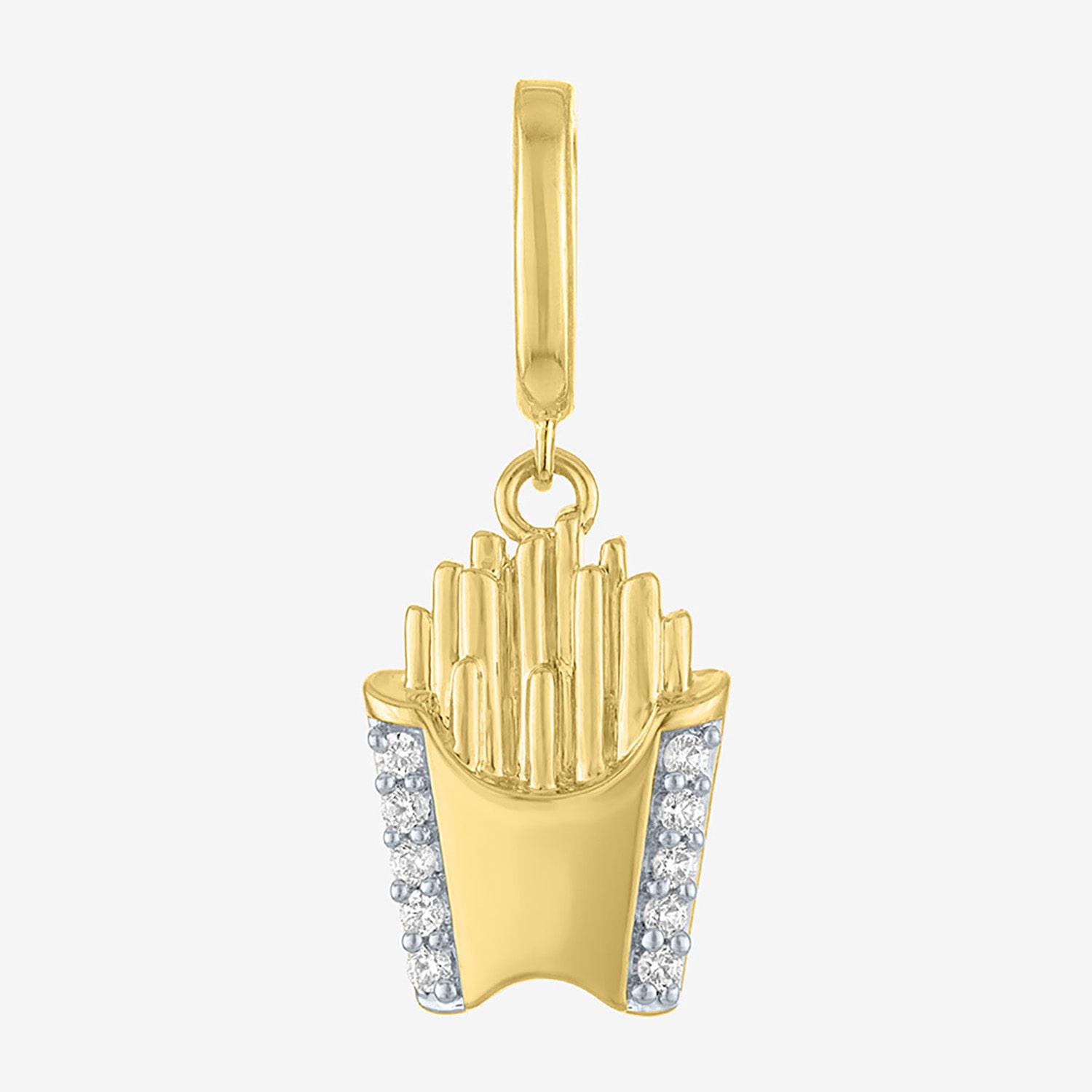 Charmed by Diamond Addiction Diamond Accent Fry (G-H / Si2- I1) White Diamond Accent 14K Gold Over Silver Charm