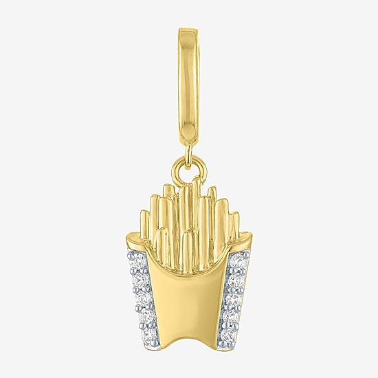 Charmed by Diamond Addiction Diamond Accent Fry (G-H / Si2- I1) White Diamond Accent 14K Gold Over Silver Charm