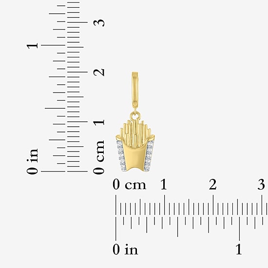 Charmed by Diamond Addiction Diamond Accent Fry (G-H / Si2- I1) White Diamond Accent 14K Gold Over Silver Charm