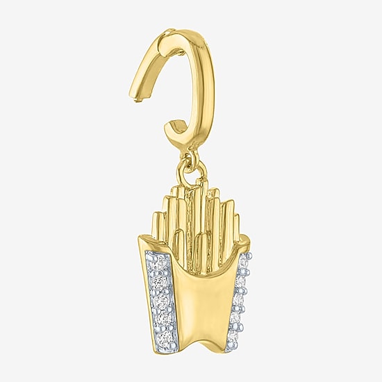 Charmed by Diamond Addiction Diamond Accent Fry (G-H / Si2- I1) White Diamond Accent 14K Gold Over Silver Charm