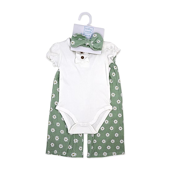 3 Stories Trading Company Baby Girls Woven 3-pc. Pant Set