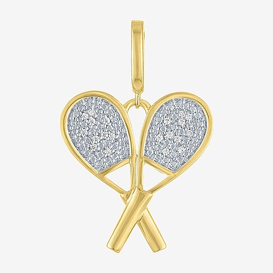 Charmed by Diamond Addiction Diamond Accent Tennis (Si2-I1 /G-H) White Diamond Accent 14K Gold Over Silver Charm