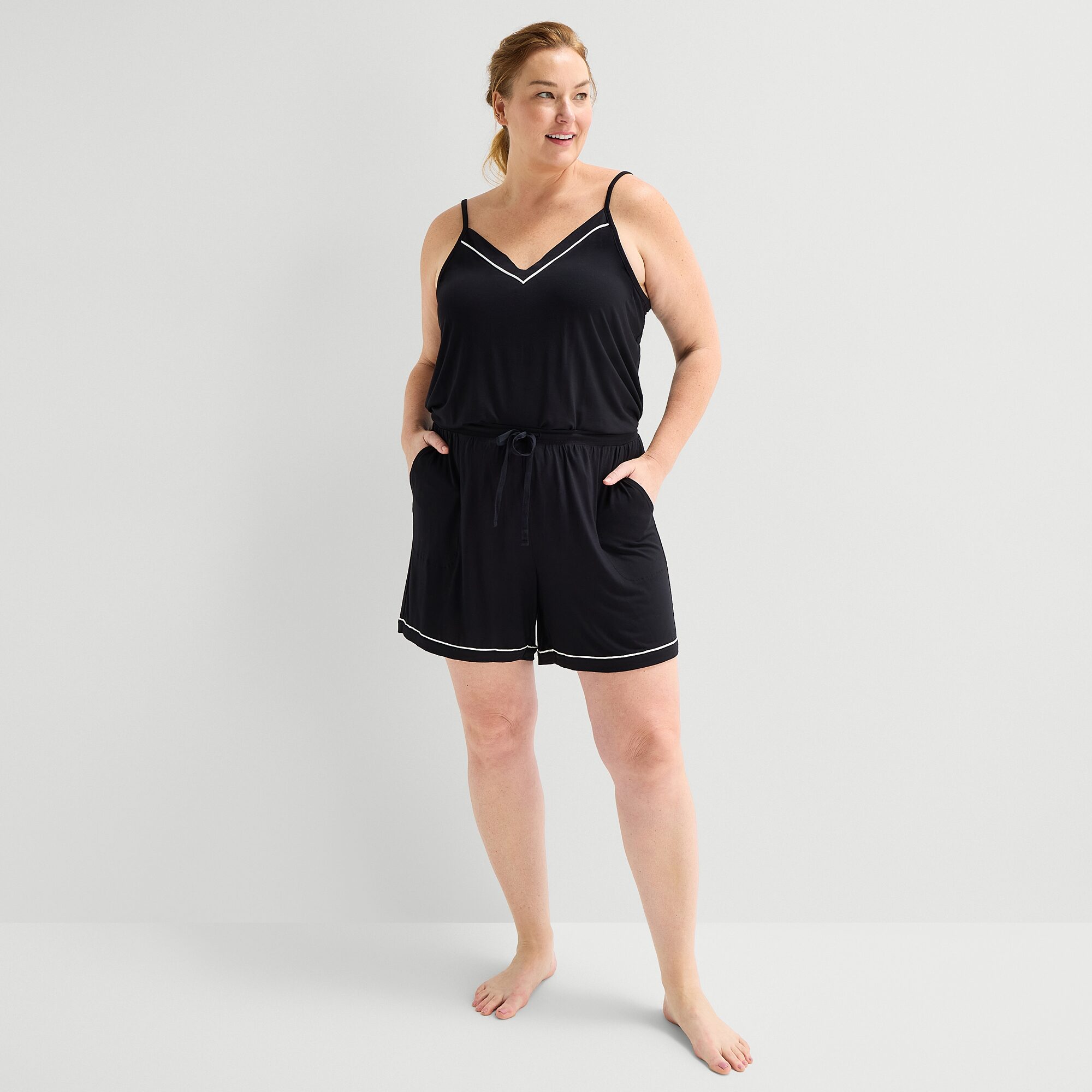Liz Claiborne Cool and Calm Womens V Neck Sleeveless Plus Pajama Top