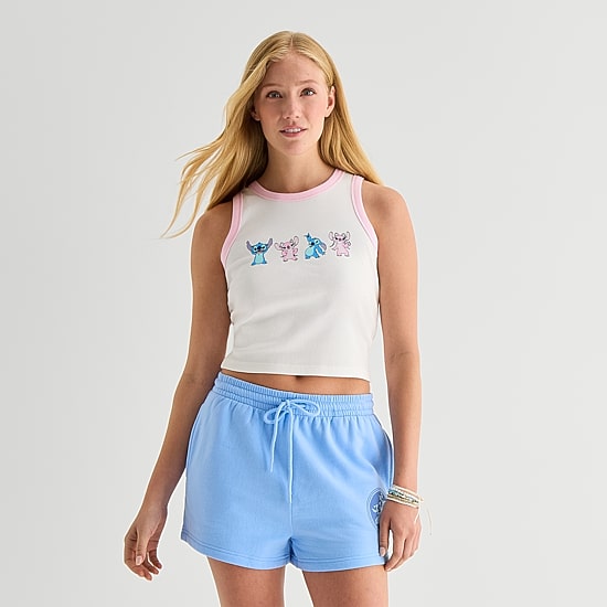 Stitch High Neck Tank Womens Juniors High Neck Sleeveless Tank Top