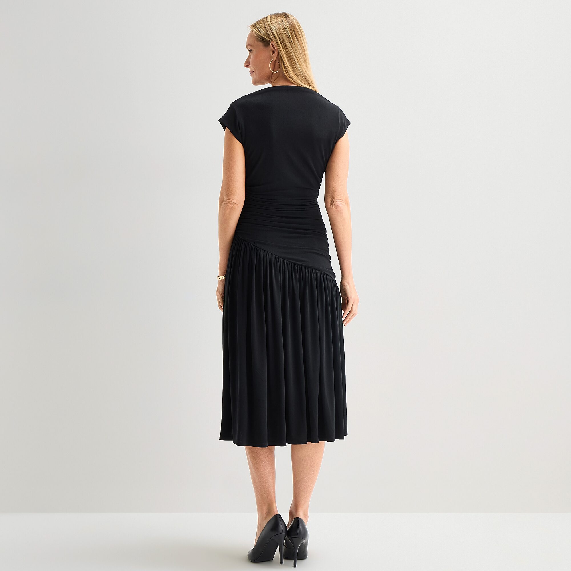 Robbie Bee Womens Boat Neck Short Sleeve Sheath Dress