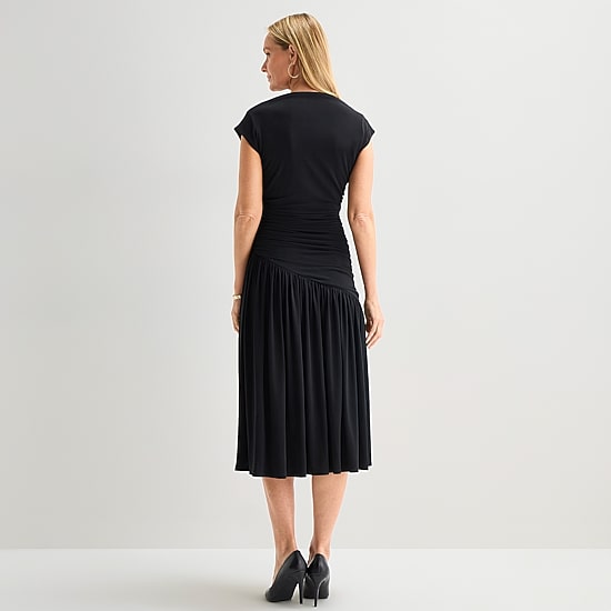 Robbie Bee Womens Boat Neck Short Sleeve Sheath Dress