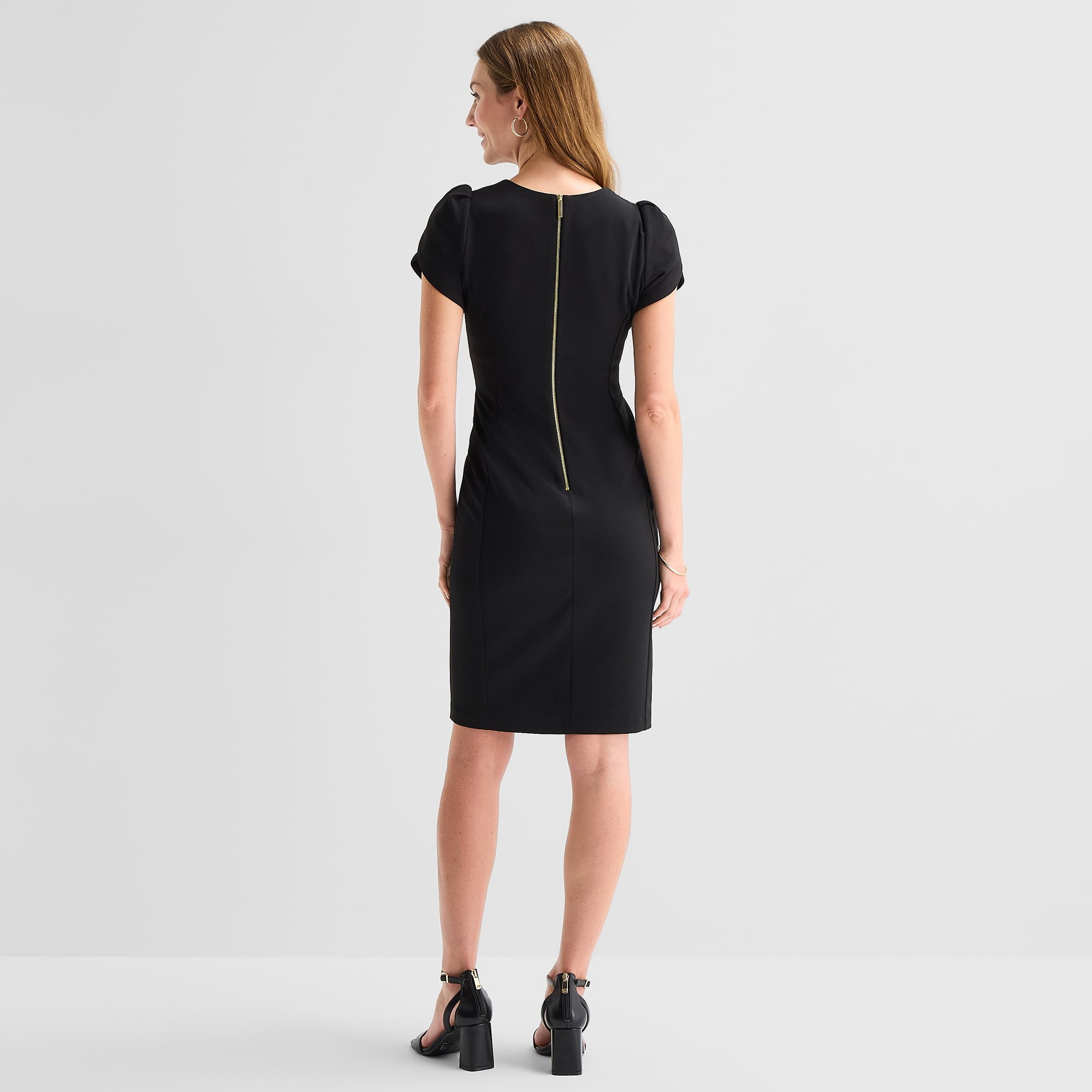 Marc New York Womens Square Neck Short Sleeve Sheath Dress
