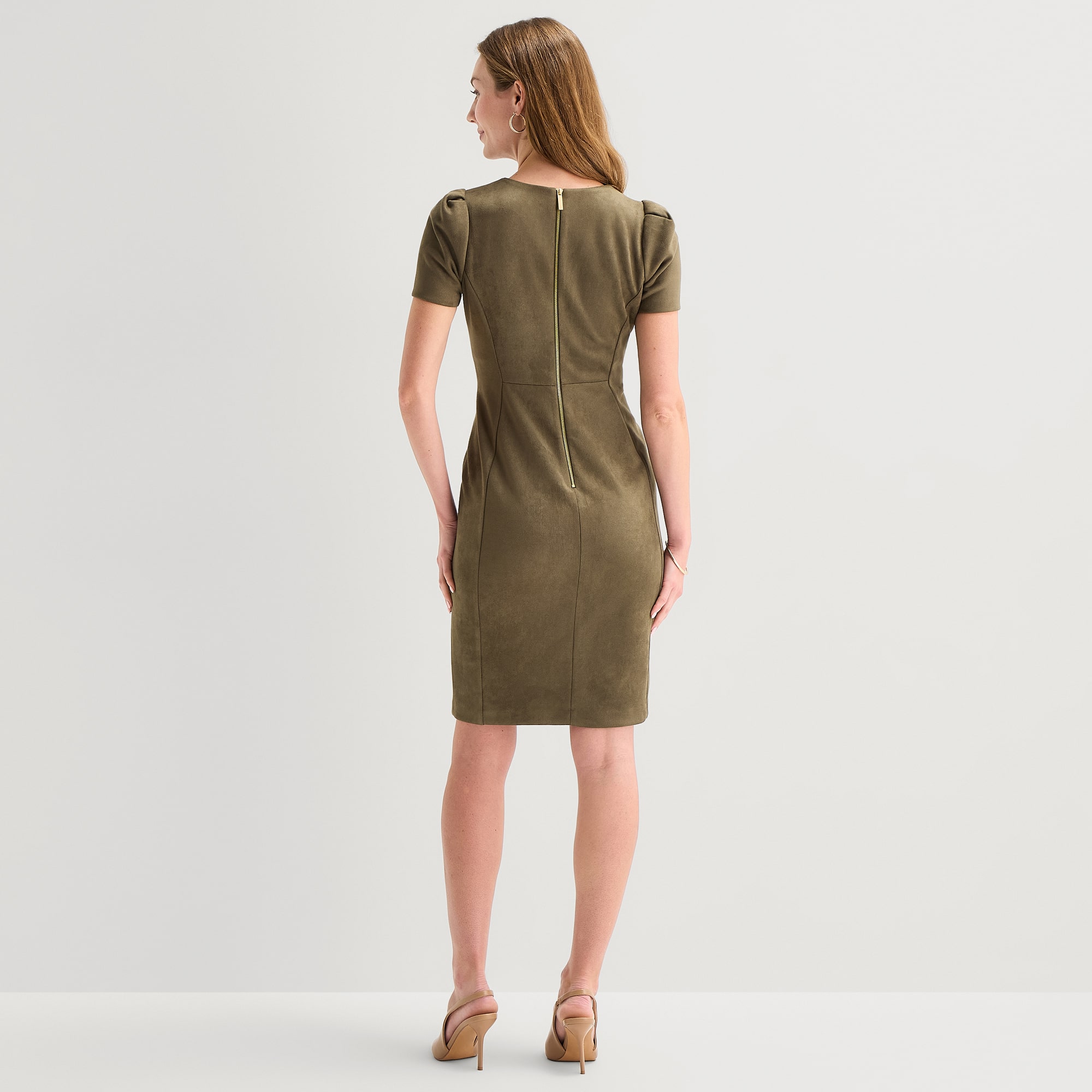 Marc New York Womens Round Neck Short Sleeve Sheath Dress