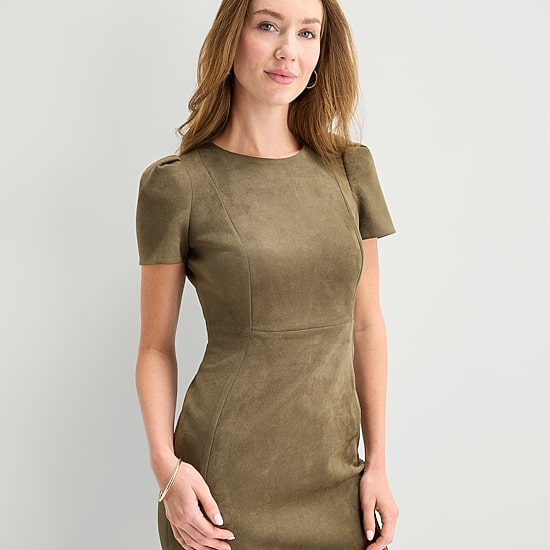 Marc New York Womens Round Neck Short Sleeve Sheath Dress