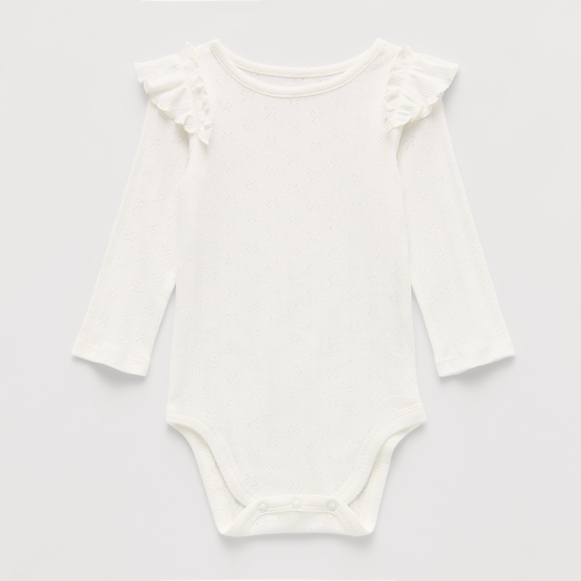 Okie Dokie Pointelle Baby Girls Crew Neck Long Sleeve Bodysuit