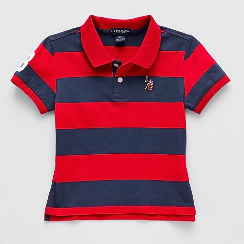 U.S. Polo Assn. Toddler Boys Short Sleeve Classic Fit Polo Shirt, 12 Months, Red