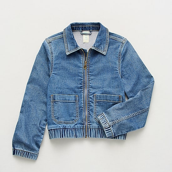 Thereabouts Little & Big Kid Girls Denim Bomber Jacket