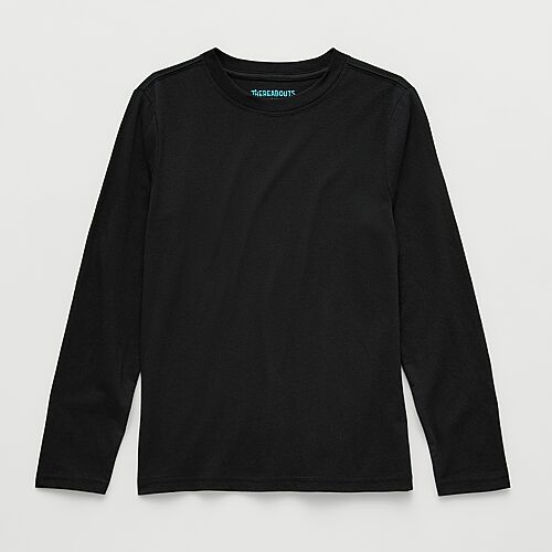 Thereabouts Little & Big Kid Boys Crew Neck Long Sleeve T-shirt In Black