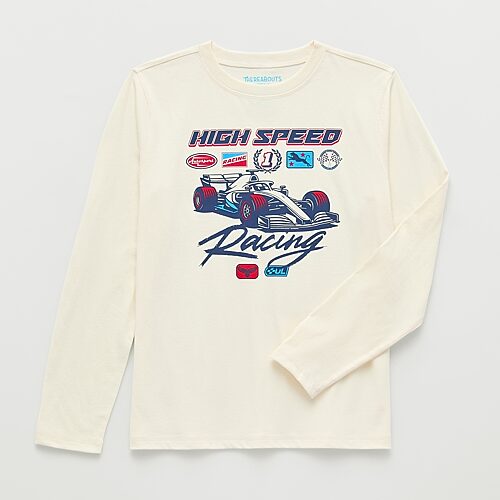 Thereabouts Little & Big Kid Boys Easy-on + Easy-off Sensory Friendly Crew Neck Long Sleeve Adaptive Regular Fit In Beige