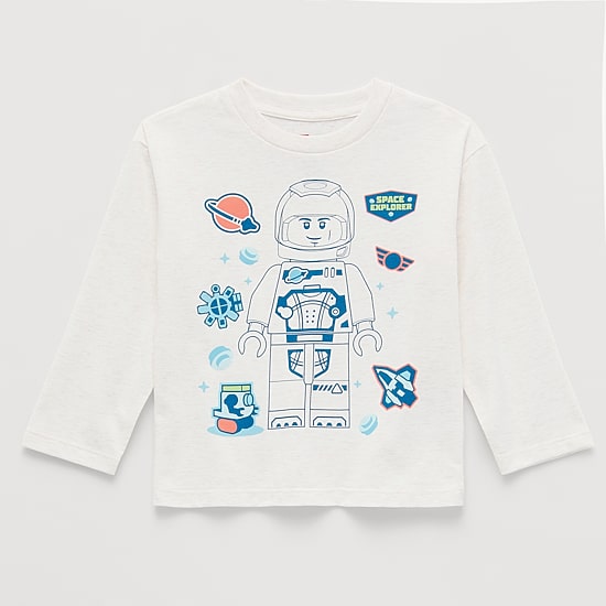Toddler Boys Crew Neck Long Sleeve Regular Fit LEGO Graphic T-Shirt