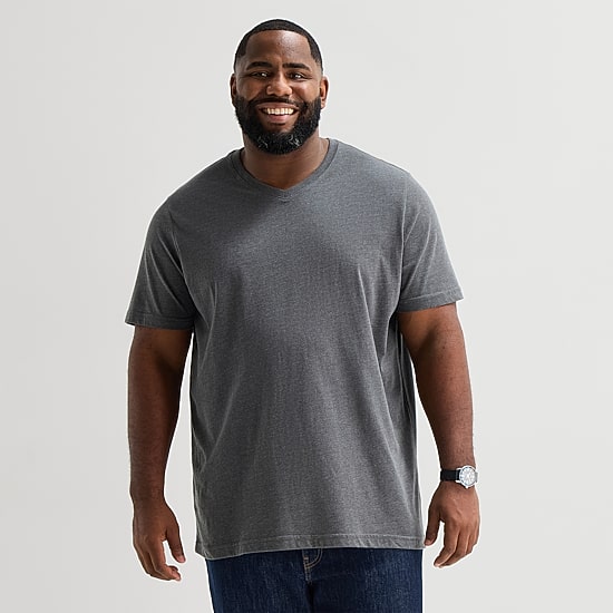 St. John's Bay Super Soft Mens V Neck Short Sleeve Quick Dry Big and Tall T-Shirt