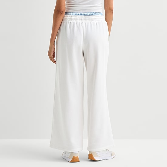 Arizona Womens Juniors Wide Leg Mid Rise Sweatpant