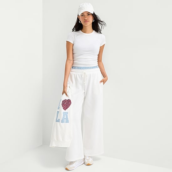 Arizona Womens Juniors Wide Leg Mid Rise Sweatpant