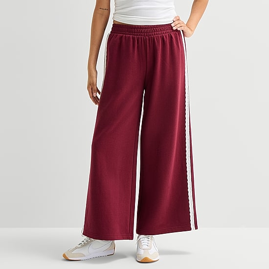 Arizona Womens Juniors Wide Leg Mid Rise Sweatpant