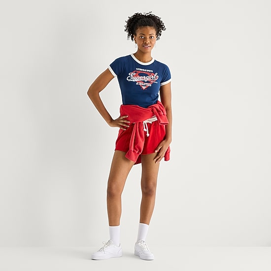 Arizona Supergirl Womens Juniors Crew Neck Short Sleeve Supergirl T-Shirt