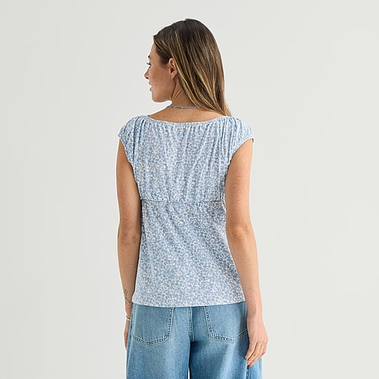 Arizona Womens Juniors Scoop Neck Short Sleeve Babydoll Top