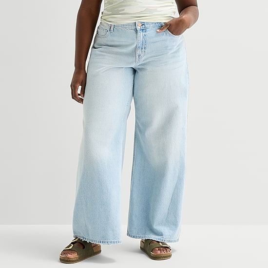 Arizona Womens Juniors Plus Low Rise Baggy Fit Jean