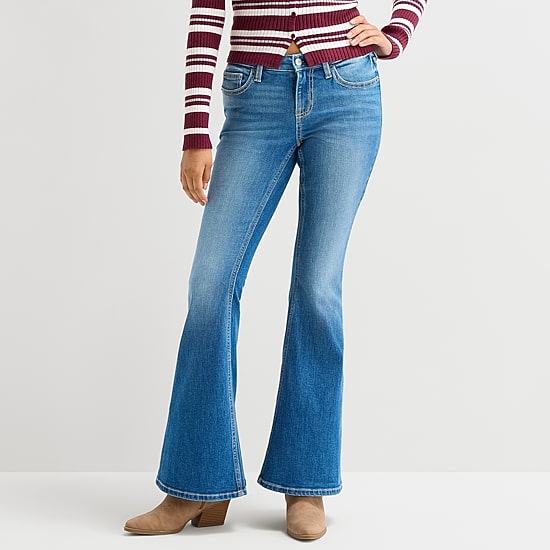 Arizona Womens Juniors Low Rise Flare Leg Jean