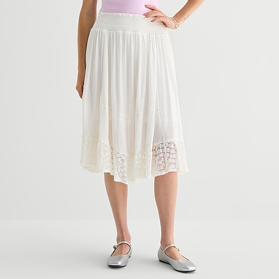 Arizona Womens Juniors Midi A-Line Skirt