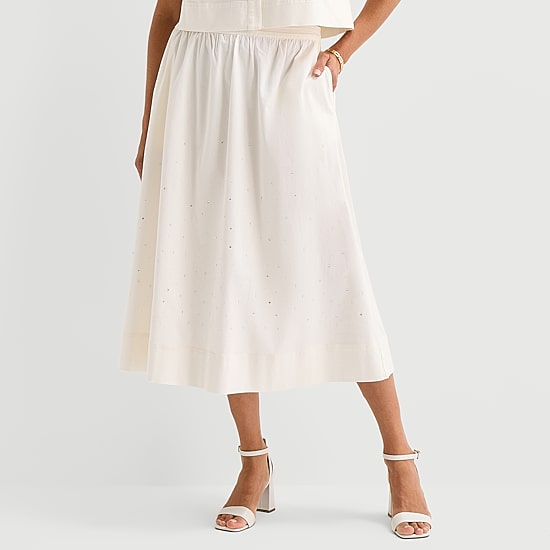 Liz Claiborne Studded Womens Midi Flared Skirt