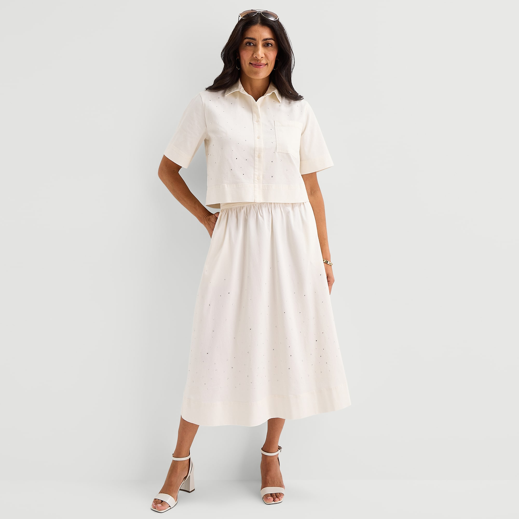 Liz Claiborne Studded Womens Midi Flared Skirt